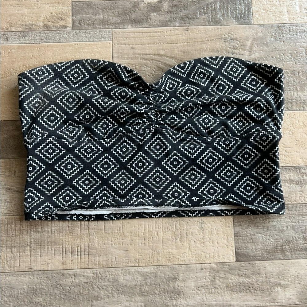 Y2K PINK aztec strapless bandeau